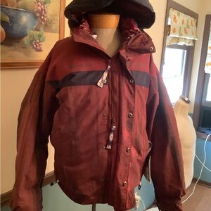 Men’s Madhappy/Columbia Colorblock Hooded Down Jacket Burgundy Blue Small